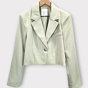 Avec Les Filles Mint Sage Cropped Blazer Medium